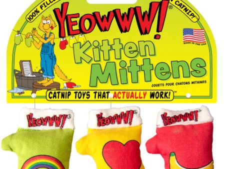 Yeowww! Catnip Kitten Mittens 3-pack Cat Toy (3 Pack) Supply