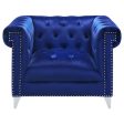 Bleker - Upholstered Tuxedo Arm Tufted Accent Chair - Blue For Sale