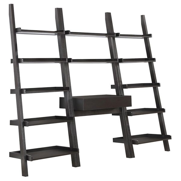 Colella - 3 Piece Ladder Desk And Bookcase Set - Cappuccino Discount