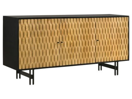 Aminah - 3 Door Wood Accent Cabinet - Natural And Black on Sale