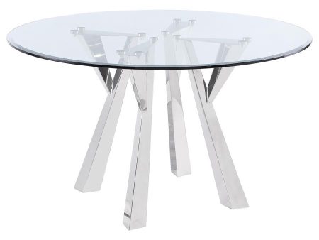 Alaia - Round Clear Glass Top Dining Table - Chrome Hot on Sale