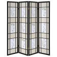 Catabella - 4-Panel Room Divider Folding Shoji Screen Floral - Black Online now