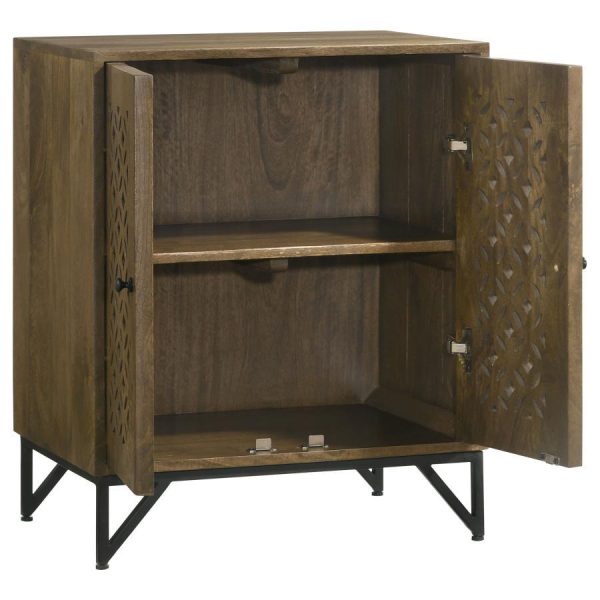 Zaria - 2 Door Wood Trellis Accent Storage Cabinet - Brown For Discount