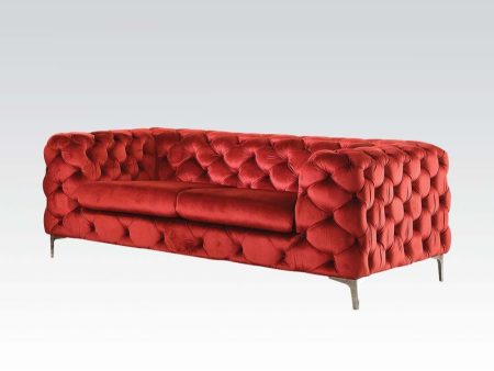 Adam - Loveseat - Red Velvet Online Sale