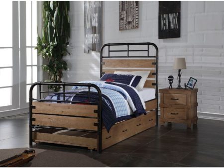 Adams - Twin Bed - Antique Oak & Gunmetal Sale