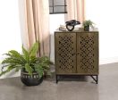 Zaria - 2 Door Wood Trellis Accent Storage Cabinet - Brown For Discount