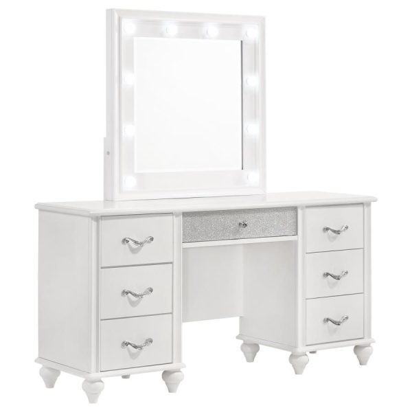 Barzini - 7-Drawer Vanity Set With Lighting - White Online now