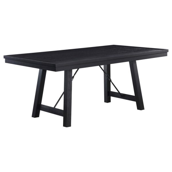 Newport - Rectangular Wood Trestle Dining Table - Black Discount