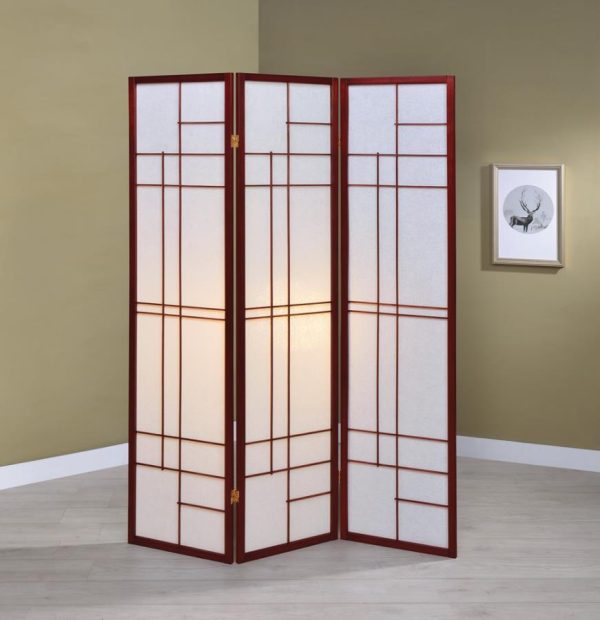 Katerina - 3-Panel Room Divider Folding Shoji Screen - Cherry Supply