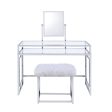 Carenze II - Vanity Desk - White Faux Fur & Chrome on Sale