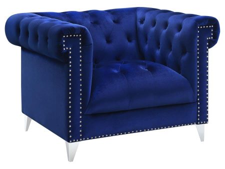 Bleker - Upholstered Tuxedo Arm Tufted Accent Chair - Blue For Sale