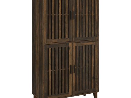 Elouise - 4 Door Engineered Wood Tall Accent Cabinet - Dark Pine Online Hot Sale