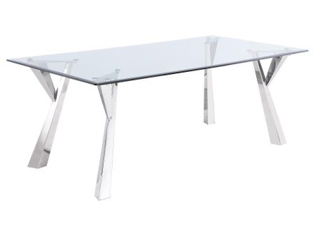 Alaia - Rectangular Glass Top Dining Table - Chrome Discount