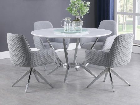 Abby - 5 Piece Round Dining Table Set - White High Gloss Online Hot Sale