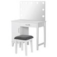 Elijah - Vanity Set With Lighting & Stool - White And Dark Gray Discount