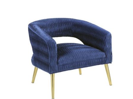 Aistil - Accent Chair - Blue Velvet & Gold Finish Discount