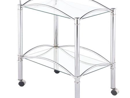 Shadix - 2-Tier Rectangular Glass Shelf Metal Bar Cart - Chrome Online