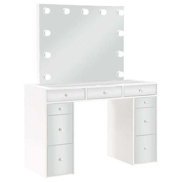 Regina - Makeup Vanity Table Set With Lighting - White For Discount