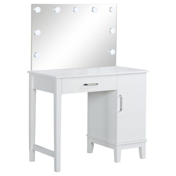 Elijah - Vanity Set With Lighting & Stool - White And Dark Gray Discount