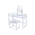 Carenze II - Vanity Desk - White Faux Fur & Chrome on Sale