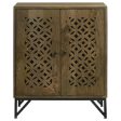 Zaria - 2 Door Wood Trellis Accent Storage Cabinet - Brown For Discount