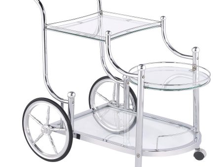 Sarandon - 3-Tier Glass Shelf Metal Bar Cart - Chrome Online Sale