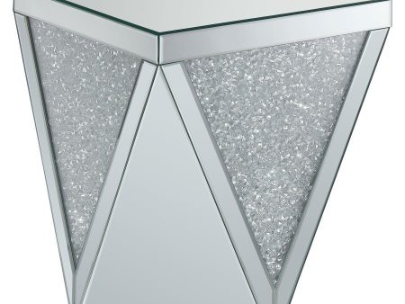 Amore - Square Mirrored Acrylic Crystal Side End Table - Silver Supply