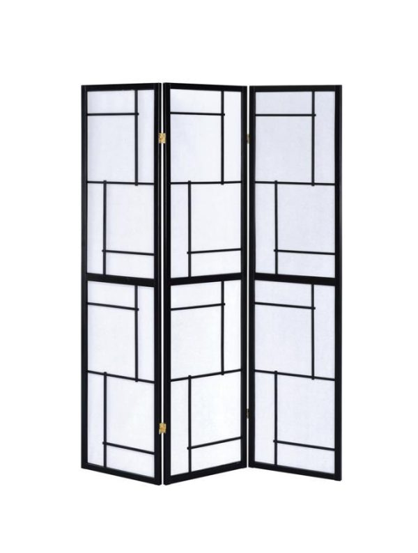 Damis - 3-Panel Room Divider Folding Shoji Screen - Black Fashion