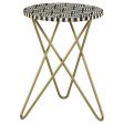 Xenia - Round Bone Inlay Accent Side Table - White And Gold For Sale