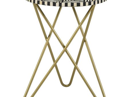 Xenia - Round Bone Inlay Accent Side Table - White And Gold For Sale