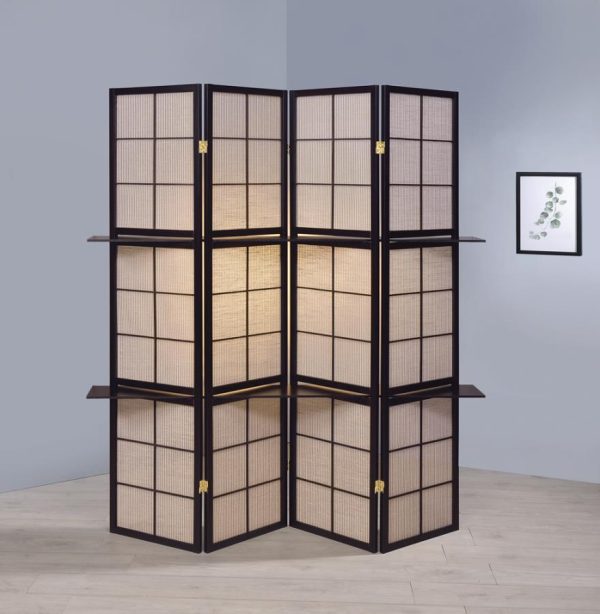 Iggy - 4-Panel Room Divider Folding Shoji Screen - Cappuccino Sale