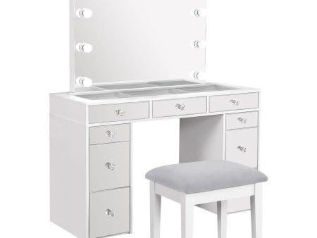 Regina - Makeup Vanity Table Set With Lighting - White For Discount