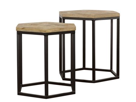 Adger - 2 Piece Hexagonal Nesting Tables - Natural And Black Fashion