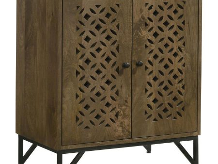 Zaria - 2 Door Wood Trellis Accent Storage Cabinet - Brown For Discount