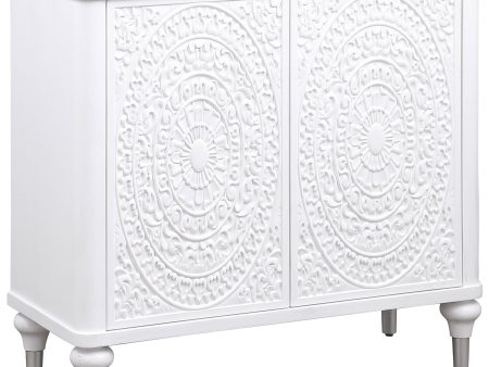 Cardella - 2 Door Mandala Accent Cabinet - Distressed White Sale