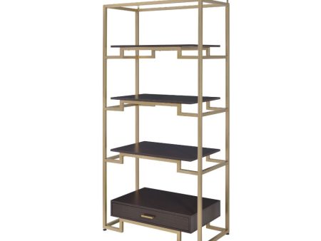 Yumia - Bookshelf - Gold & Clear Glass Discount