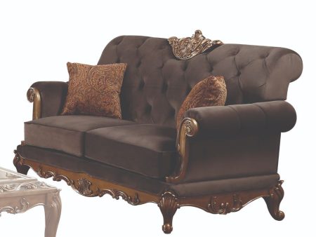 Orianne - Loveseat - Charcoal Fabric & Antique Gold Online now