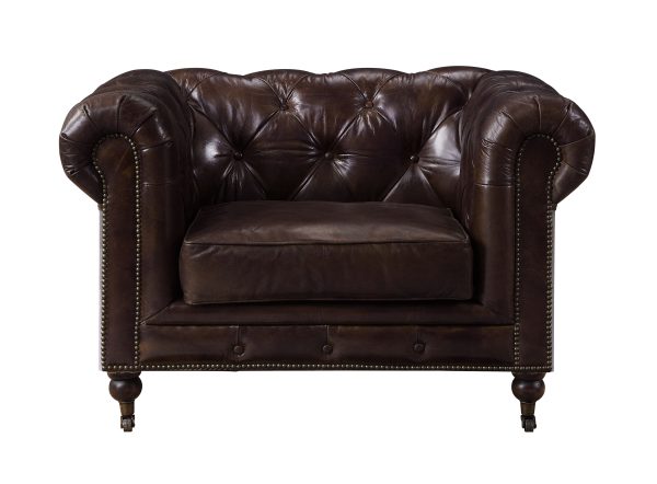 Aberdeen - Chair - Vintage Brown Top Grain Leather For Sale