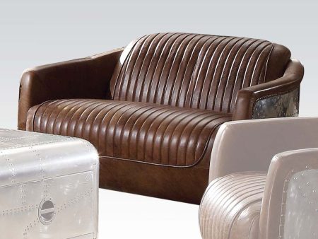 Brancaster - Loveseat - Retro Brown Top Grain Leather & Aluminum Online Hot Sale