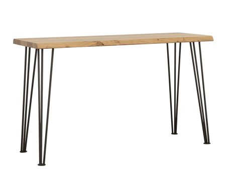 Zander - Solid Wood Top Console Table - Natural And Matte Black Online