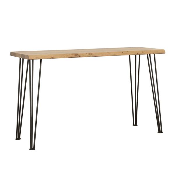 Zander - Solid Wood Top Console Table - Natural And Matte Black Online