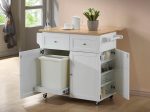 Jalen - 3 Door Mobile Kitchen Cart - Natural Brown And White Fashion