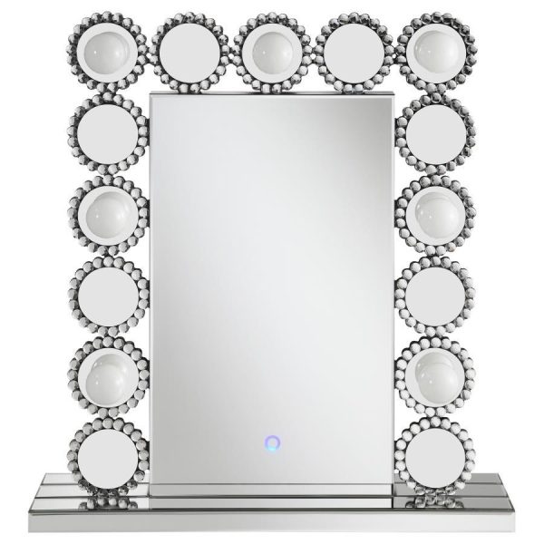 Aghes - Vanity Mirror With Lighting - Silver For Discount