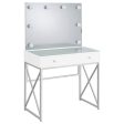 Eliza - Vanity Set With Lighting & Stool - White And Chrome Cheap