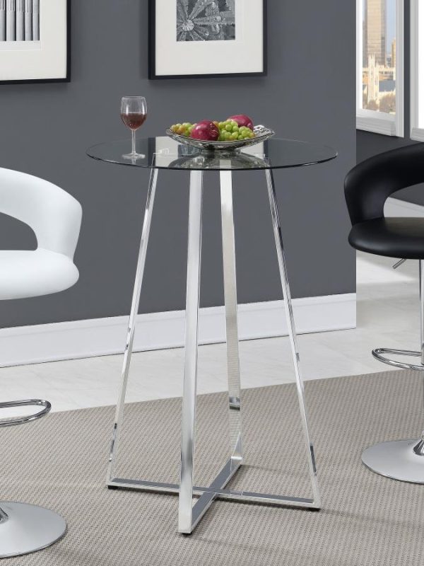 Zanella - Round Glass Top Bistro Bar Table - Chrome For Discount