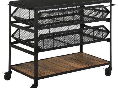 Evander - Marble Top Kitchen Cart With Removable Shelves - Black Supply