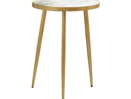 Acheson - Round Marble Top Side Table - White And Gold Cheap