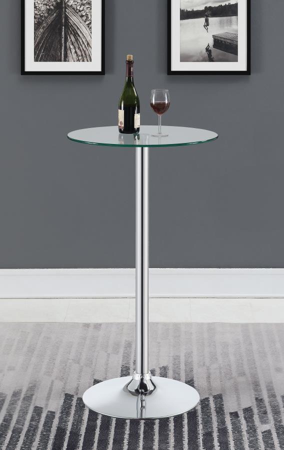 Abiline - Round Glass Top Bistro Bar Table - Chrome Online