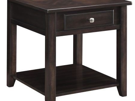 Bradford - 1-Drawer Square Wood End Table - Walnut For Cheap