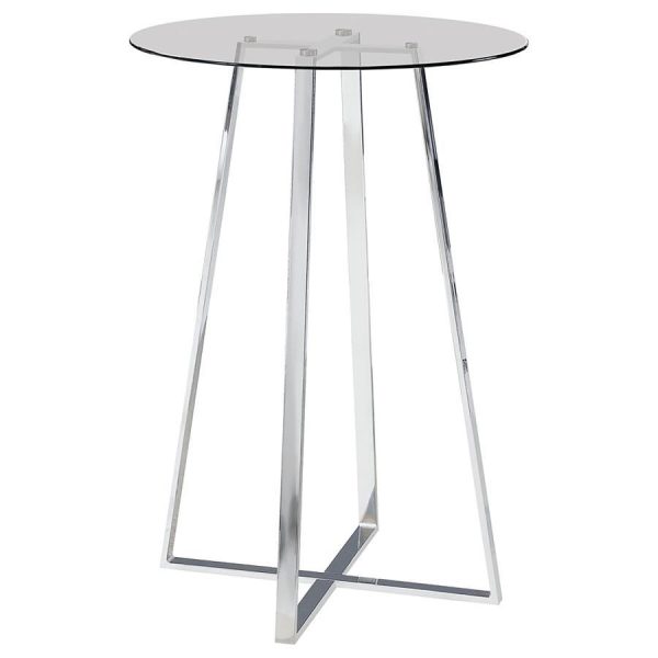 Zanella - Round Glass Top Bistro Bar Table - Chrome For Discount